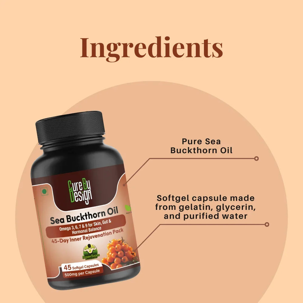 CURE BY DESIGN Sea Buckthorn Oil – Nourish Skin, Boost Energy & Protect Heart 500mg