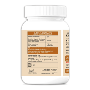 Miracles Mushroom Cordyceps Militaris – 100% Fruiting Body Extract (60 Capsules)