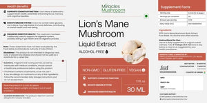 Miracles Mushroom - Lion's Mane Mushroom Liquid Extract - 30ml