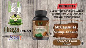 Cure By Design - Chaga Mushroom Capsules| Daily Antioxidant Support for Energy & Wellness
